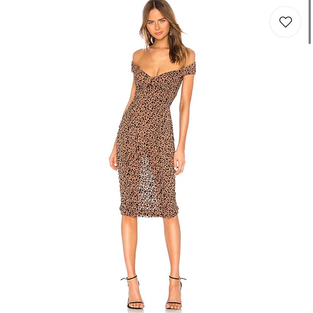 Tabitha Midi Dress in Tan Leopard